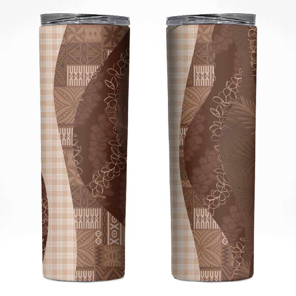 Polynesian Tribal Pattern Patchwork Picturesque Skinny Tumbler Mocha LT7 Mocha - Polynesian Pride
