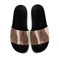 Polynesian Tribal Pattern Patchwork Picturesque Slide Sandals Mocha