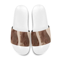 Polynesian Tribal Pattern Patchwork Picturesque Slide Sandals Mocha