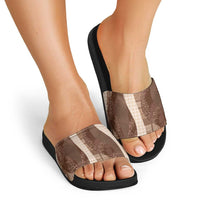 Polynesian Tribal Pattern Patchwork Picturesque Slide Sandals Mocha