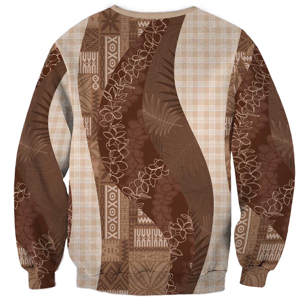 Polynesian Tribal Pattern Patchwork Picturesque Sweatshirt Mocha