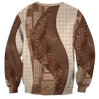 Polynesian Tribal Pattern Patchwork Picturesque Sweatshirt Mocha