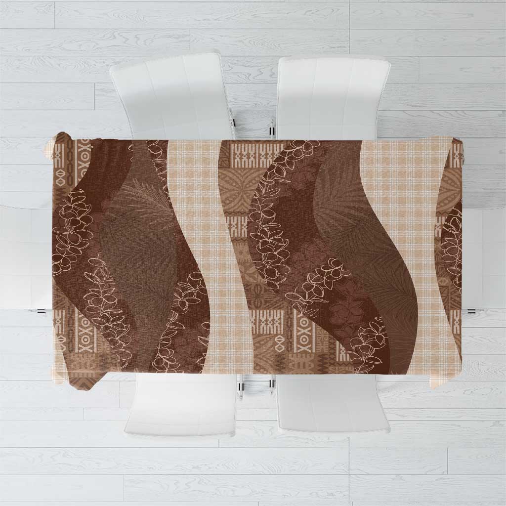 Polynesian Tribal Pattern Patchwork Picturesque Tablecloth Mocha