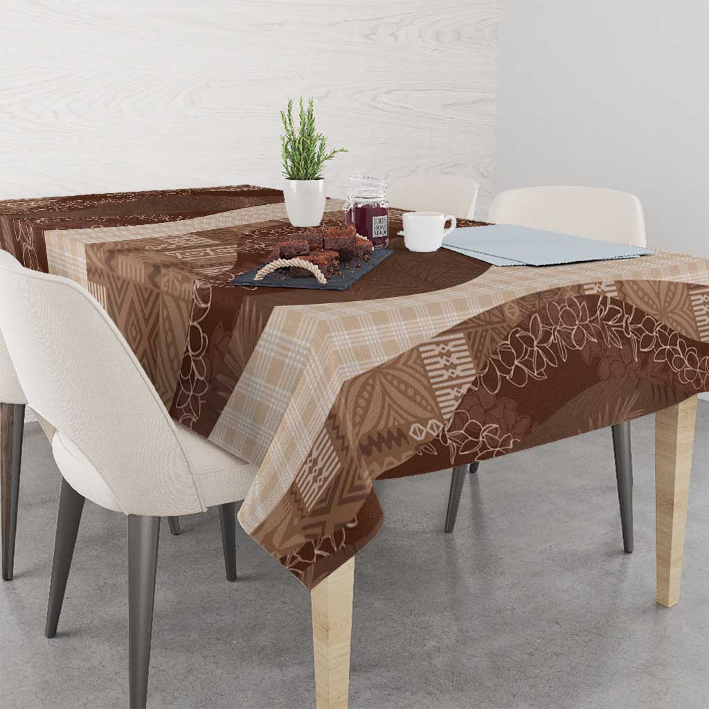 Polynesian Tribal Pattern Patchwork Picturesque Tablecloth Mocha