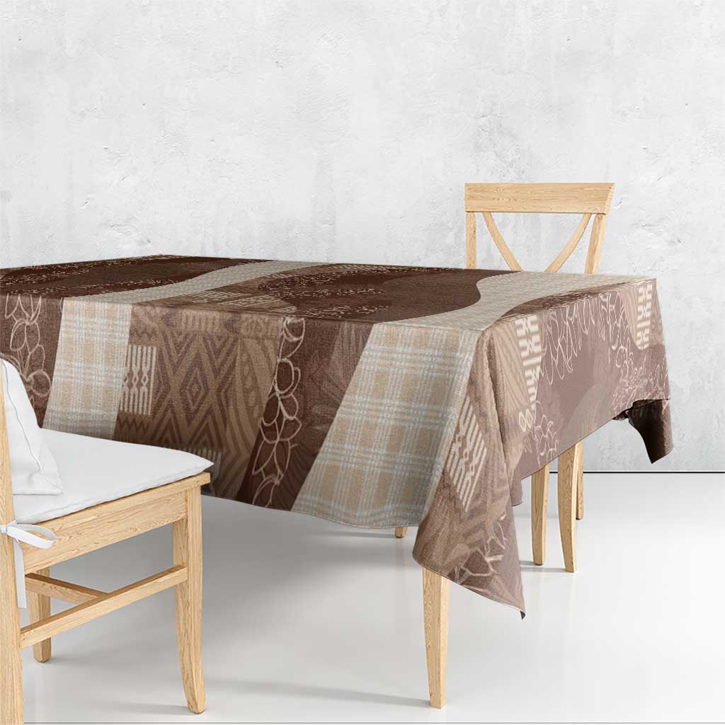 Polynesian Tribal Pattern Patchwork Picturesque Tablecloth Mocha