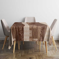 Polynesian Tribal Pattern Patchwork Picturesque Tablecloth Mocha