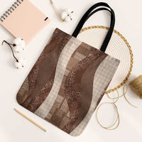 Polynesian Tribal Pattern Patchwork Picturesque Tote Bag Mocha