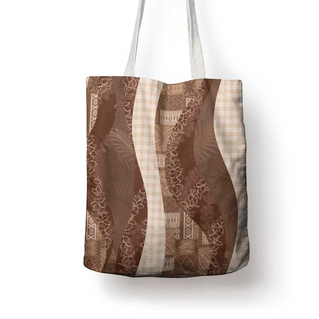 Polynesian Tribal Pattern Patchwork Picturesque Tote Bag Mocha