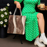 Polynesian Tribal Pattern Patchwork Picturesque Tote Bag Mocha