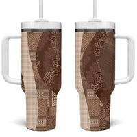 Polynesian Tribal Pattern Patchwork Picturesque Tumbler With Handle Mocha