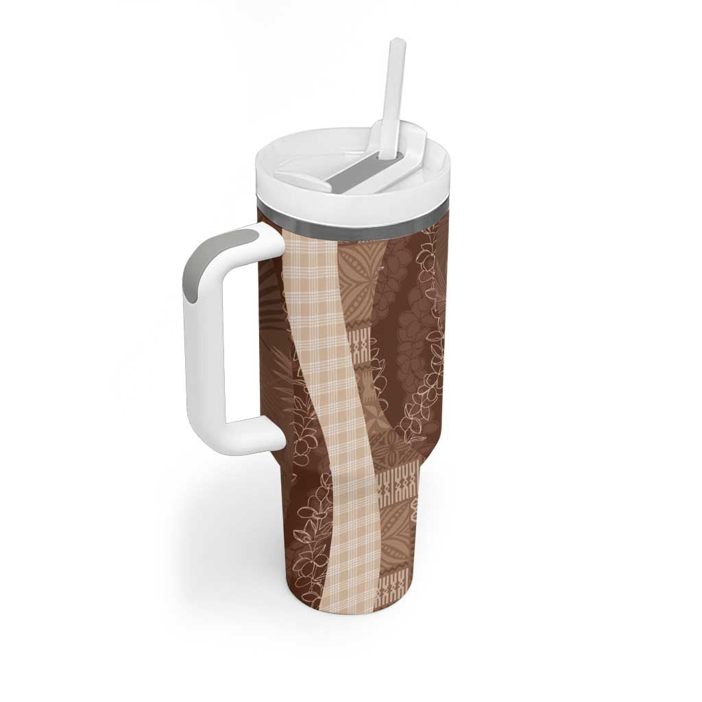 Polynesian Tribal Pattern Patchwork Picturesque Tumbler With Handle Mocha