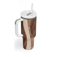 Polynesian Tribal Pattern Patchwork Picturesque Tumbler With Handle Mocha
