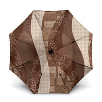 Polynesian Tribal Pattern Patchwork Picturesque Umbrella Mocha