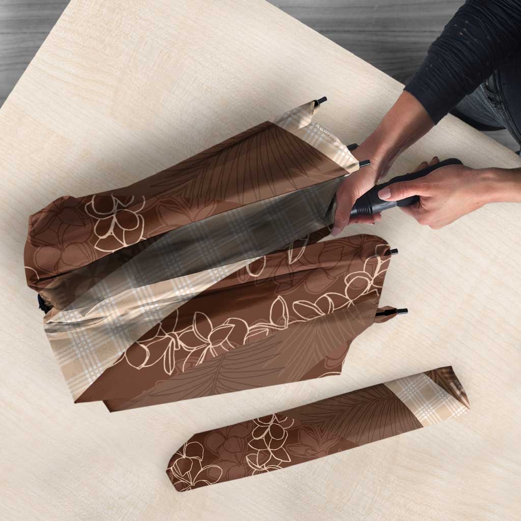 Polynesian Tribal Pattern Patchwork Picturesque Umbrella Mocha