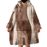 Polynesian Tribal Pattern Patchwork Picturesque Wearable Blanket Hoodie Mocha