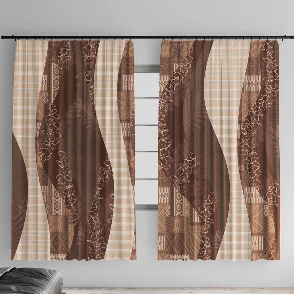 Polynesian Tribal Pattern Patchwork Picturesque Window Curtain Mocha