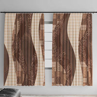 Polynesian Tribal Pattern Patchwork Picturesque Window Curtain Mocha