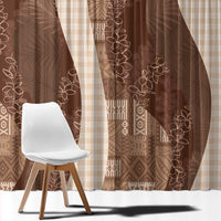 Polynesian Tribal Pattern Patchwork Picturesque Window Curtain Mocha
