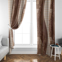Polynesian Tribal Pattern Patchwork Picturesque Window Curtain Mocha