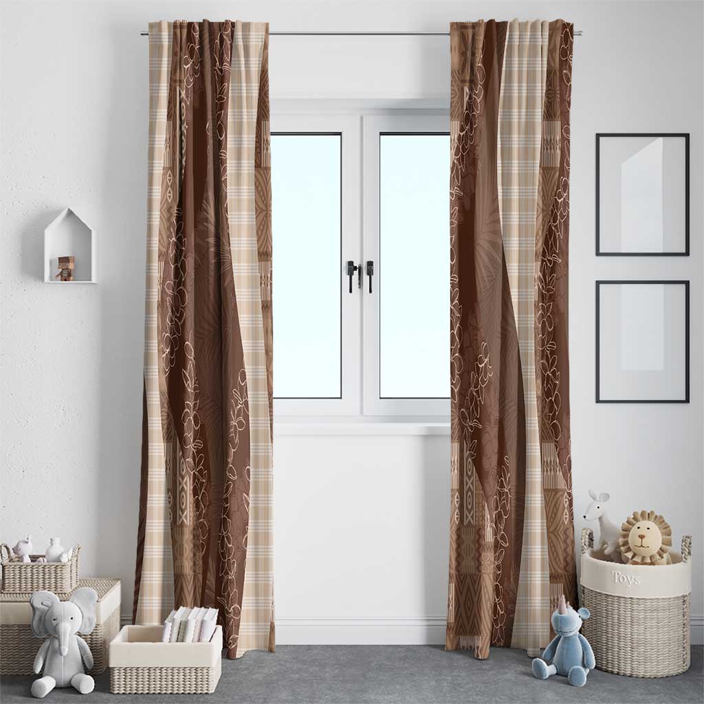 Polynesian Tribal Pattern Patchwork Picturesque Window Curtain Mocha