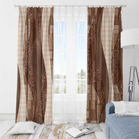 Polynesian Tribal Pattern Patchwork Picturesque Window Curtain Mocha