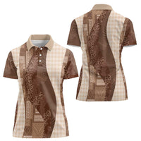 Polynesian Tribal Pattern Patchwork Picturesque Women Polo Shirt Mocha