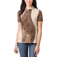 Polynesian Tribal Pattern Patchwork Picturesque Women Polo Shirt Mocha