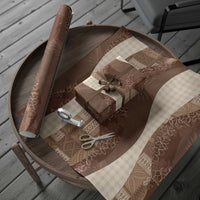 Polynesian Tribal Pattern Patchwork Picturesque Wrapping Paper Mocha