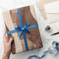 Polynesian Tribal Pattern Patchwork Picturesque Wrapping Paper Mocha