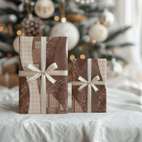 Polynesian Tribal Pattern Patchwork Picturesque Wrapping Paper Mocha