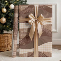 Polynesian Tribal Pattern Patchwork Picturesque Wrapping Paper Mocha