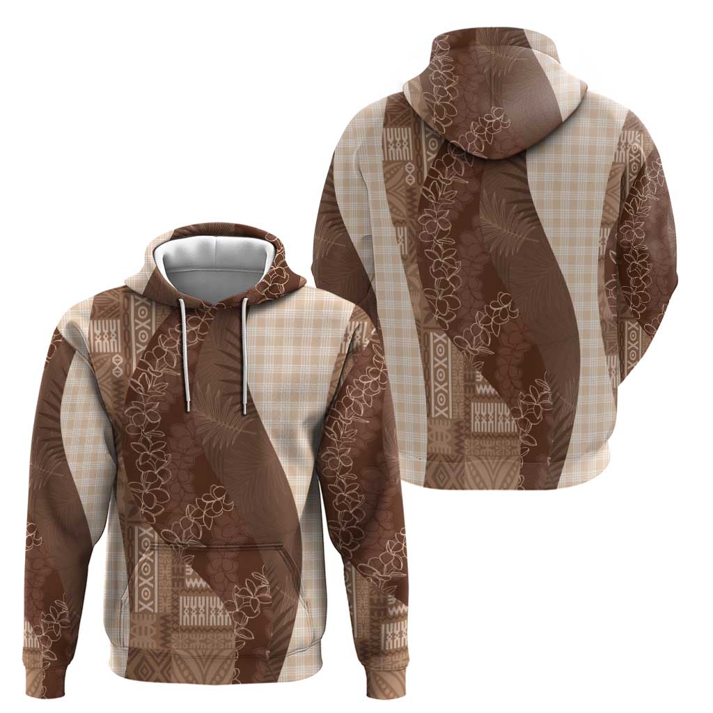 Polynesian Tribal Pattern Patchwork Picturesque Zip Hoodie Mocha LT7 - Polynesian Pride