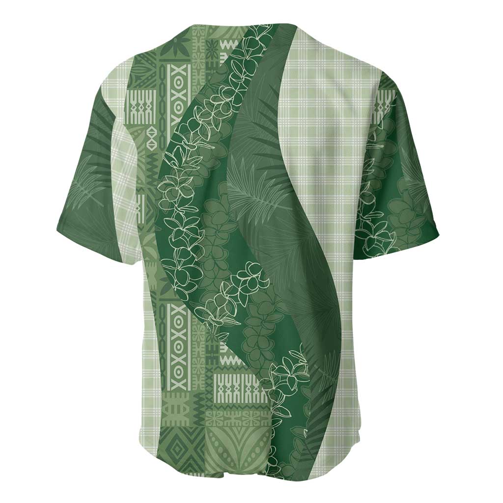 Polynesian Tribal Pattern Patchwork Picturesque Baseball Jersey Sage Green LT7 - Polynesian Pride