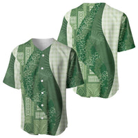 Polynesian Tribal Pattern Patchwork Picturesque Baseball Jersey Sage Green LT7 - Polynesian Pride