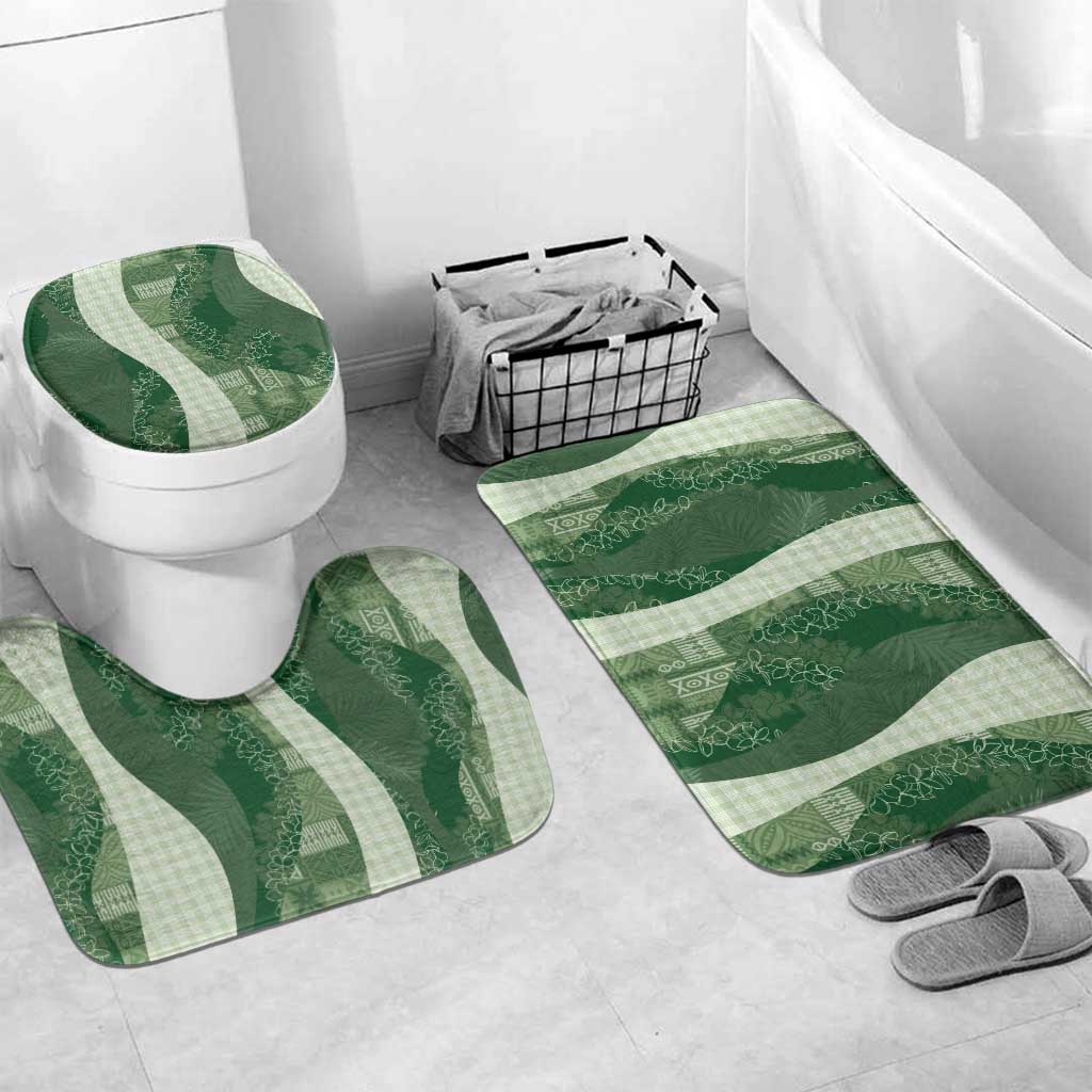 Polynesian Tribal Pattern Patchwork Picturesque Bathroom Set Sage Green