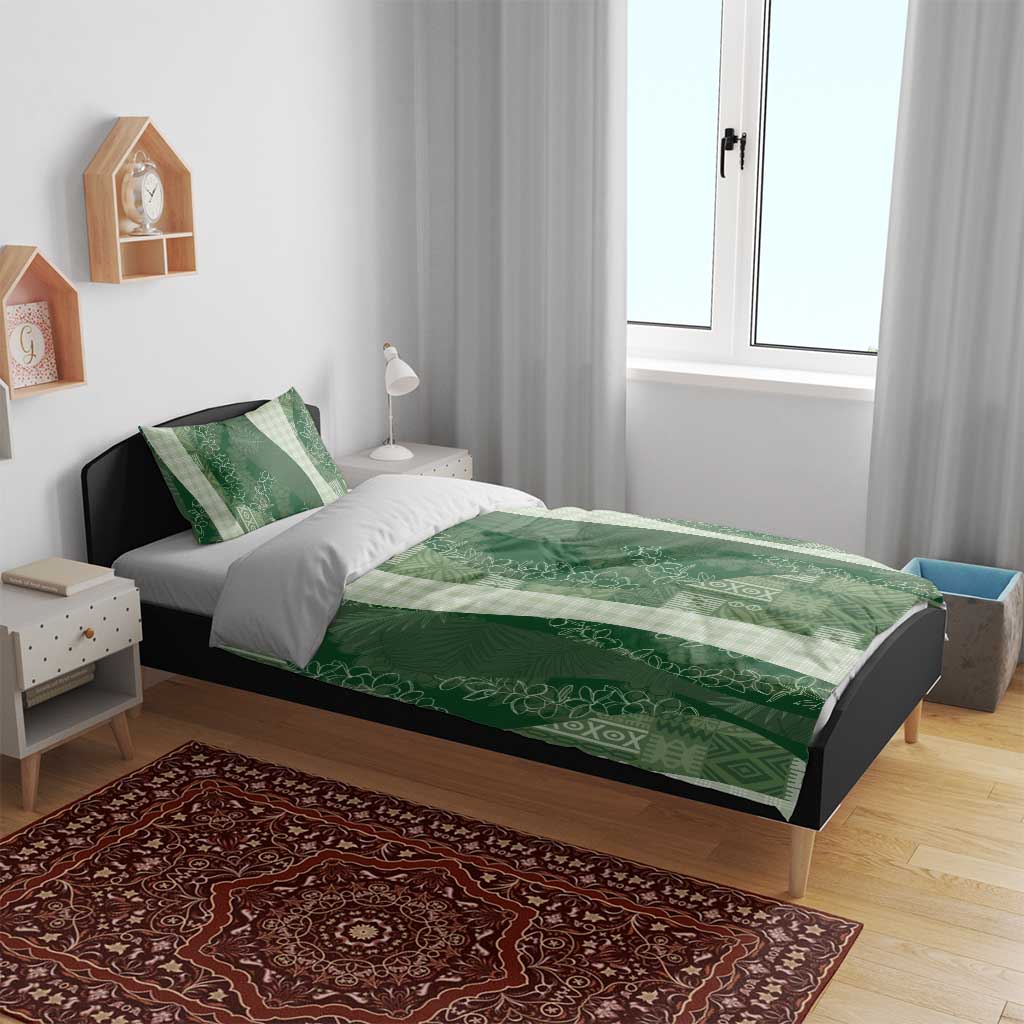 Polynesian Tribal Pattern Patchwork Picturesque Bedding Set Sage Green