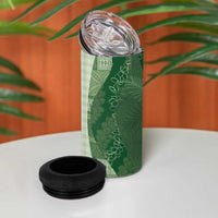 Polynesian Tribal Pattern Patchwork Picturesque 4 in 1 Can Cooler Tumbler Sage Green