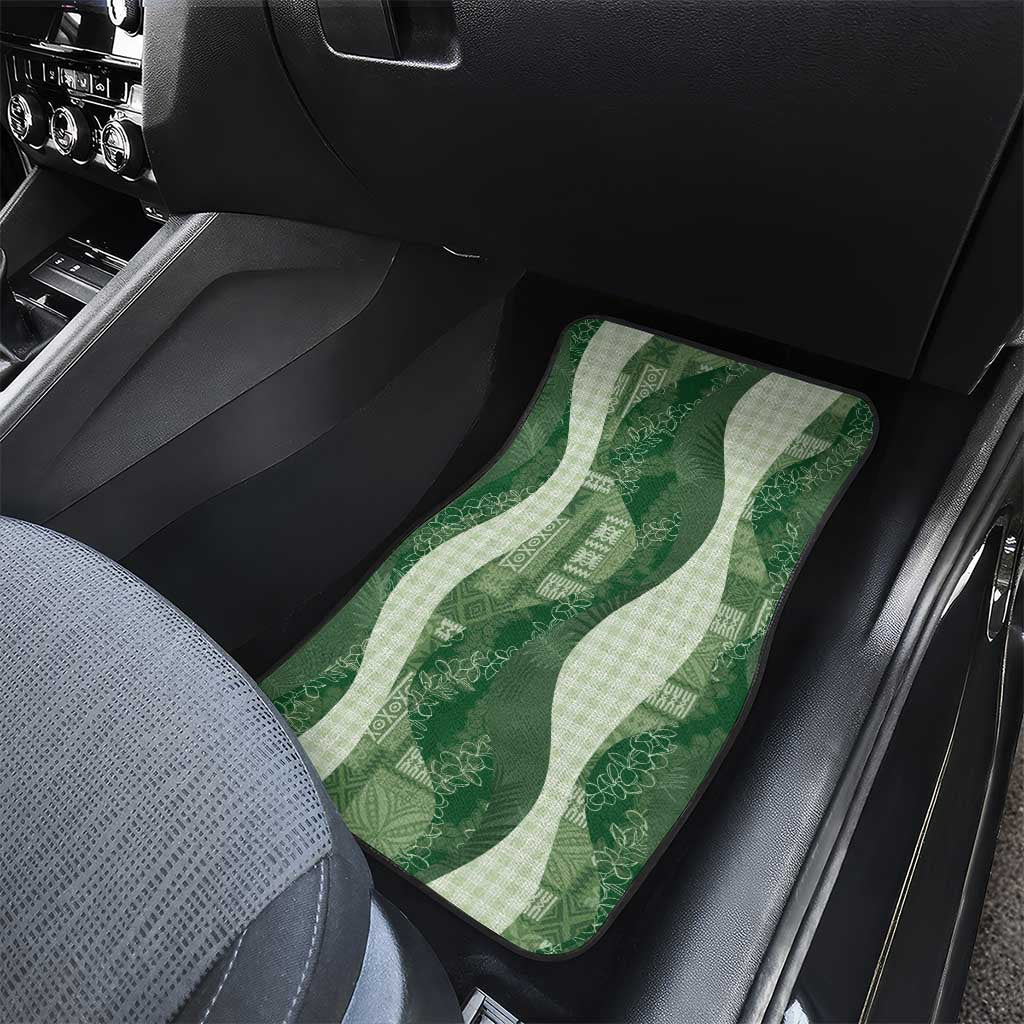 Polynesian Tribal Pattern Patchwork Picturesque Car Mats Sage Green