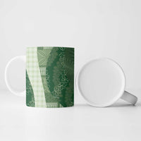 Polynesian Tribal Pattern Patchwork Picturesque Ceramic Mug Sage Green