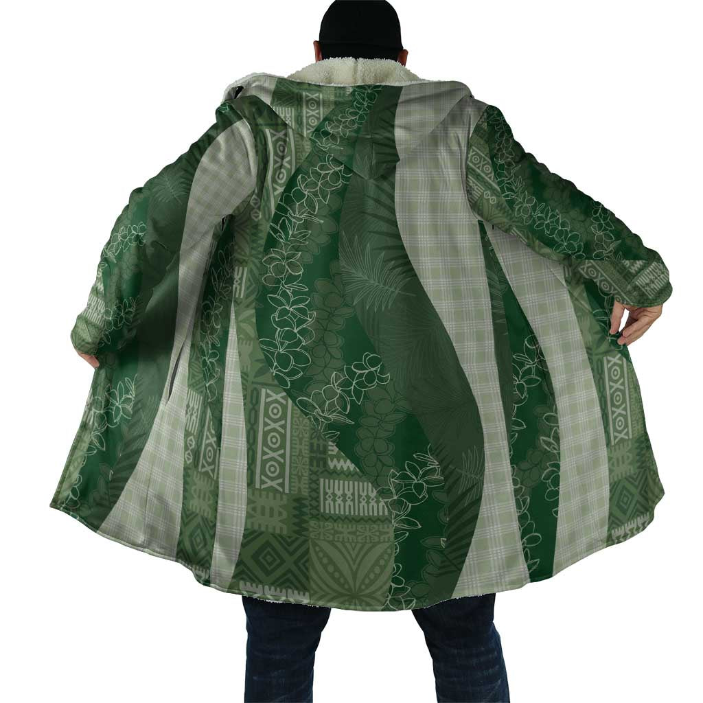 Polynesian Tribal Pattern Patchwork Picturesque Cloak Sage Green