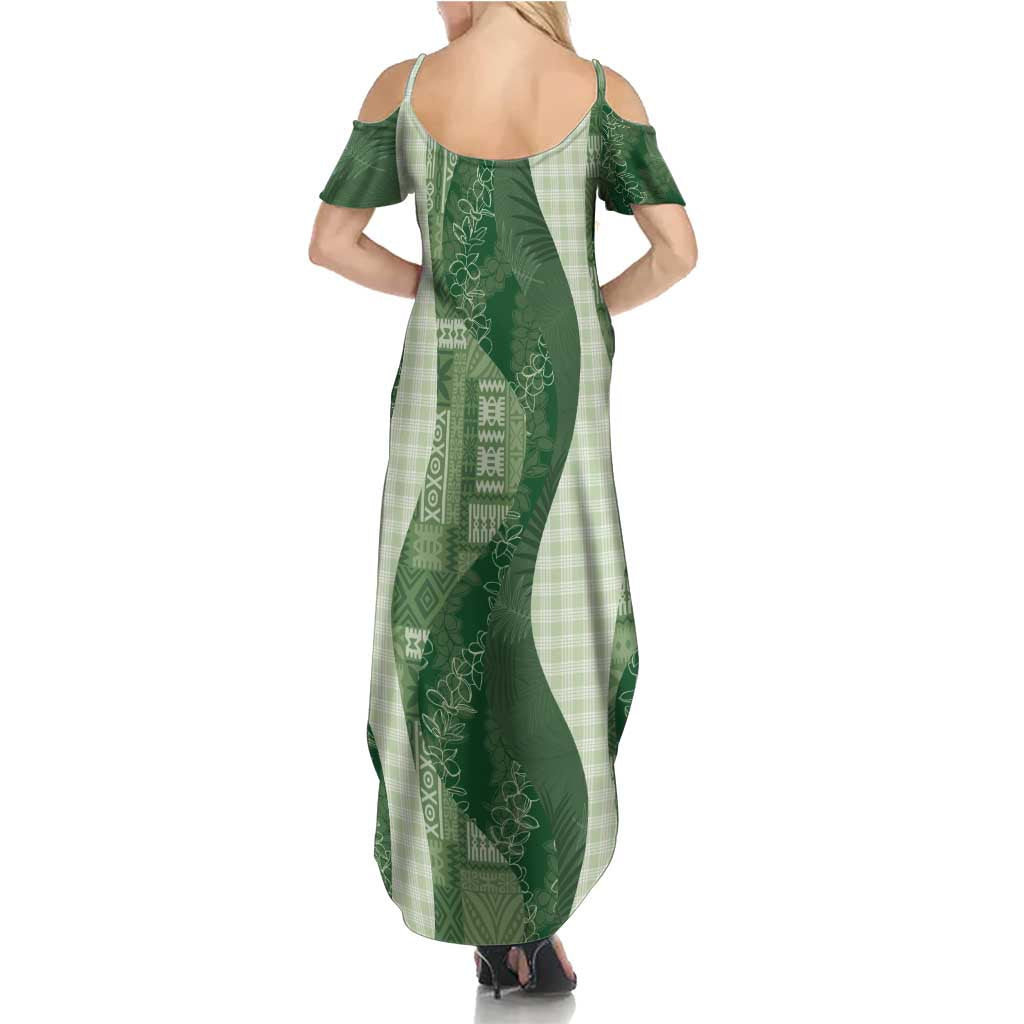 Polynesian Tribal Pattern Patchwork Picturesque Family Matching Summer Maxi Dress and Hawaiian Shirt Sage Green LT7 - Polynesian Pride