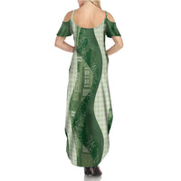Polynesian Tribal Pattern Patchwork Picturesque Family Matching Summer Maxi Dress and Hawaiian Shirt Sage Green LT7 - Polynesian Pride