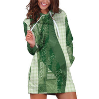 Polynesian Tribal Pattern Patchwork Picturesque Hoodie Dress Sage Green