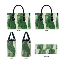 Polynesian Tribal Pattern Patchwork Picturesque Leather Bag Sage Green