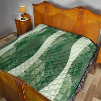 Polynesian Tribal Pattern Patchwork Picturesque Quilt Sage Green