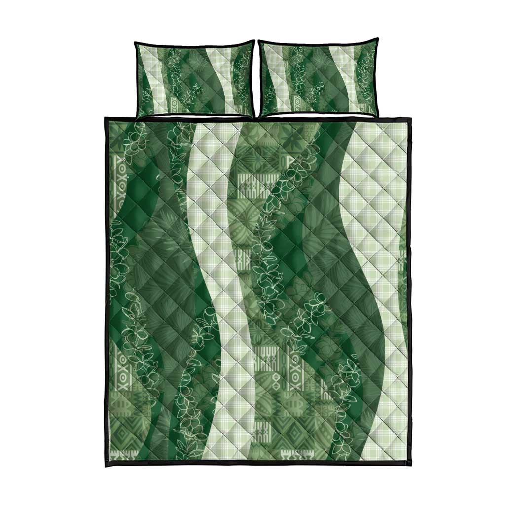 Polynesian Tribal Pattern Patchwork Picturesque Quilt Bed Set Sage Green