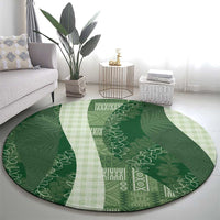 Polynesian Tribal Pattern Patchwork Picturesque Round Carpet Sage Green LT7 - Polynesian Pride