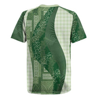 Polynesian Tribal Pattern Patchwork Picturesque Rugby Jersey Sage Green