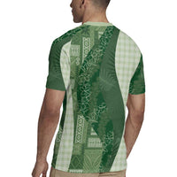 Polynesian Tribal Pattern Patchwork Picturesque Rugby Jersey Sage Green