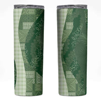 Polynesian Tribal Pattern Patchwork Picturesque Skinny Tumbler Sage Green